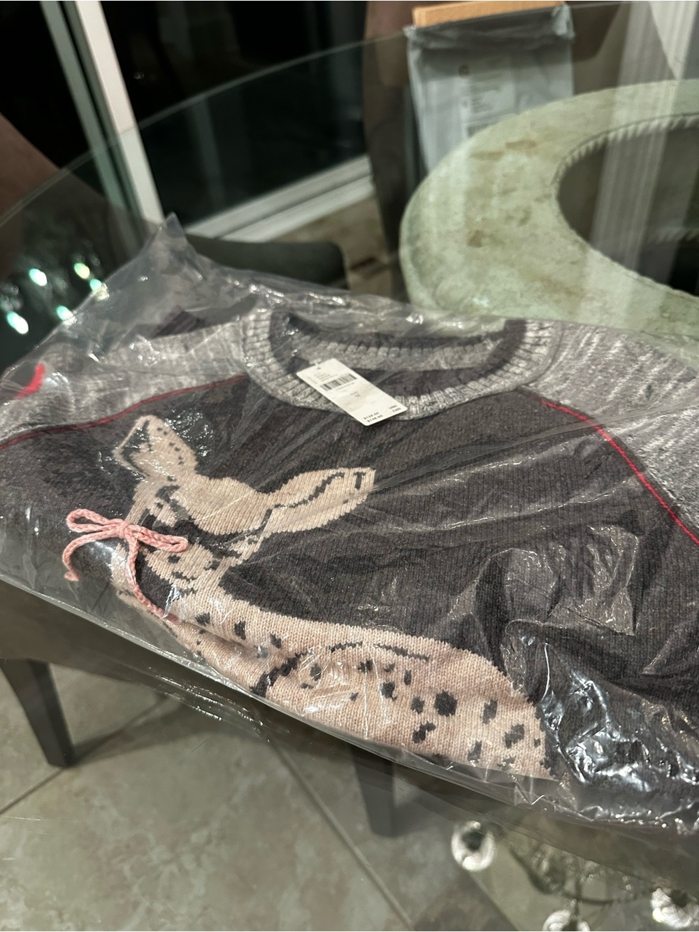 New with Tag! $128 Pilcro Anthropologie Womens Gray Deer Crewneck Sweater sz M - Picture 8 of 10